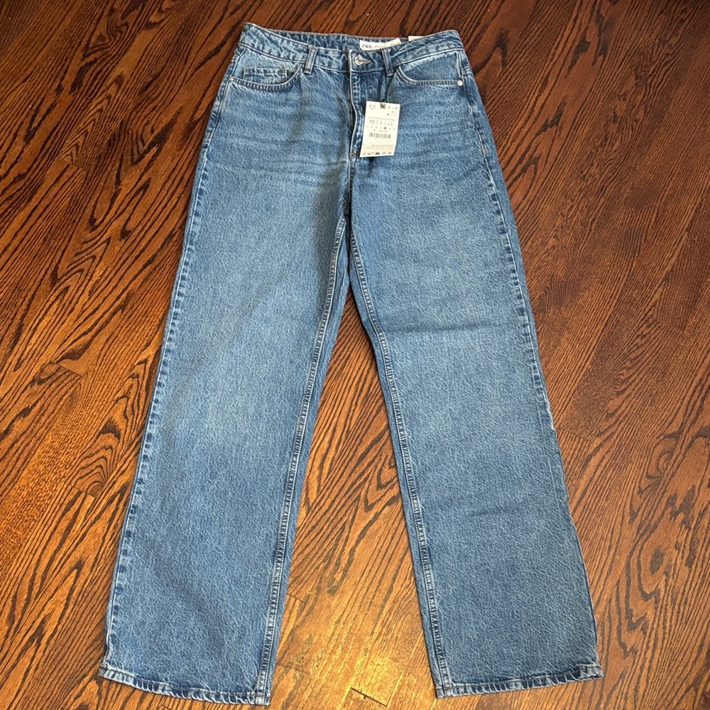 Zara Women's Straight Leg Blue Jeans